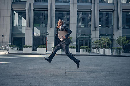 cheerful man jumping